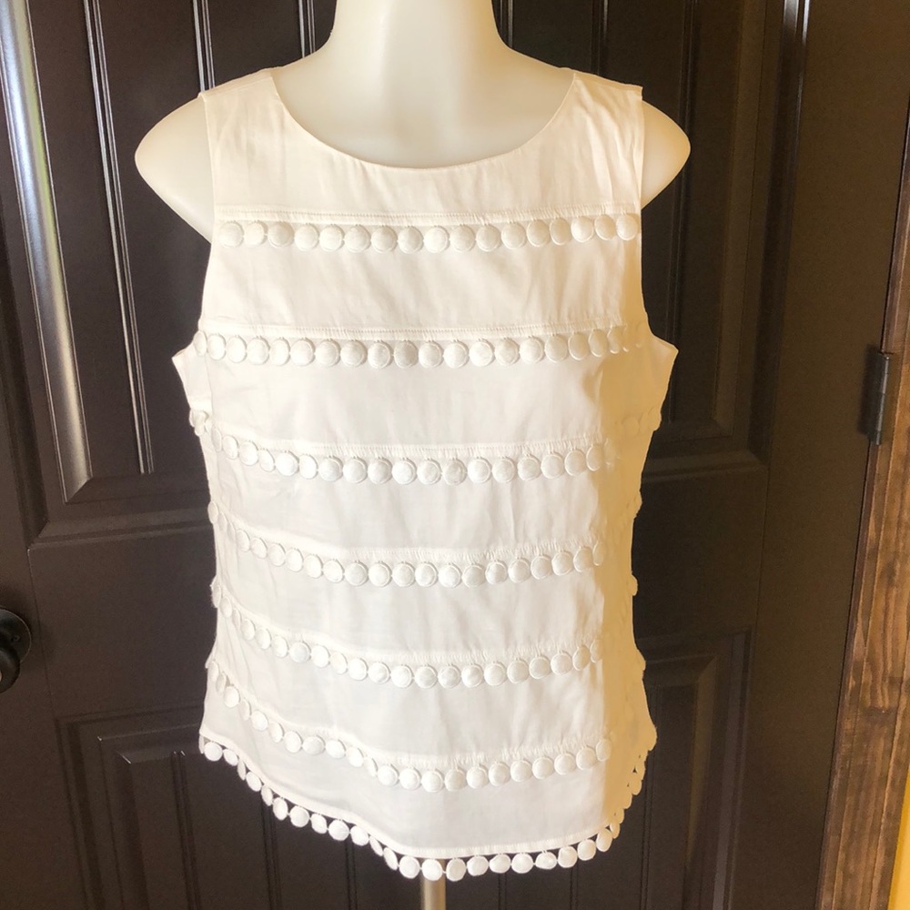 J. Crew White Sleeveless Top with Textured Details
